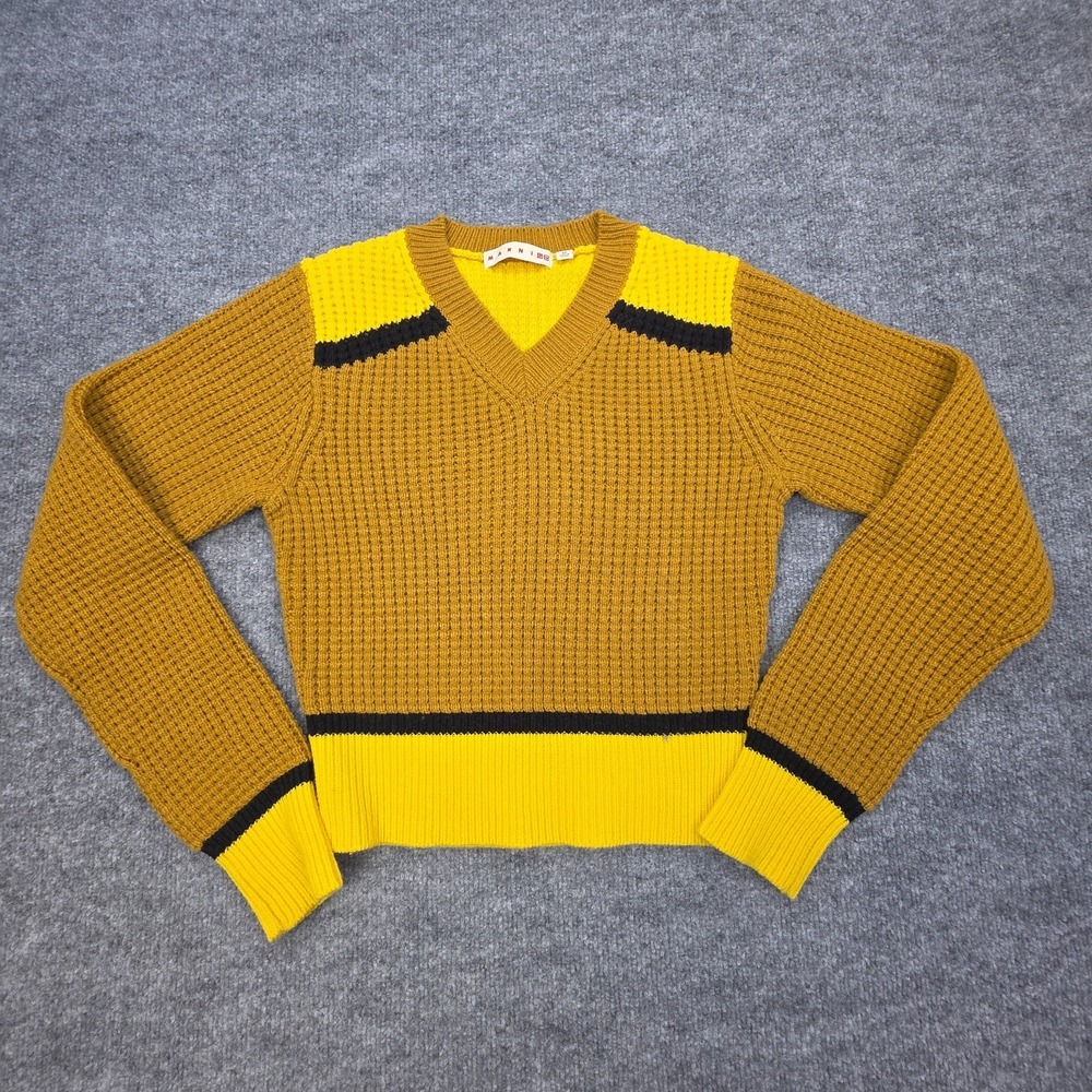 Marni x Uniqlo Knitted V-Neck Sweater Women's XS Textured Knit Wool Blend